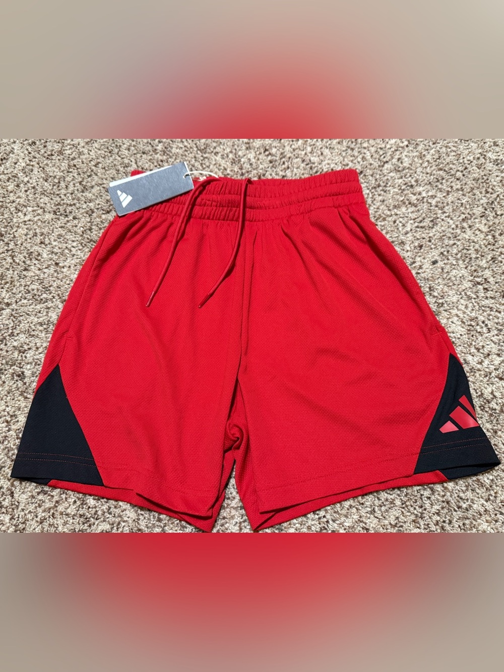 adidas Red Black Athletic Mesh Basketball Shorts Mens S NWT